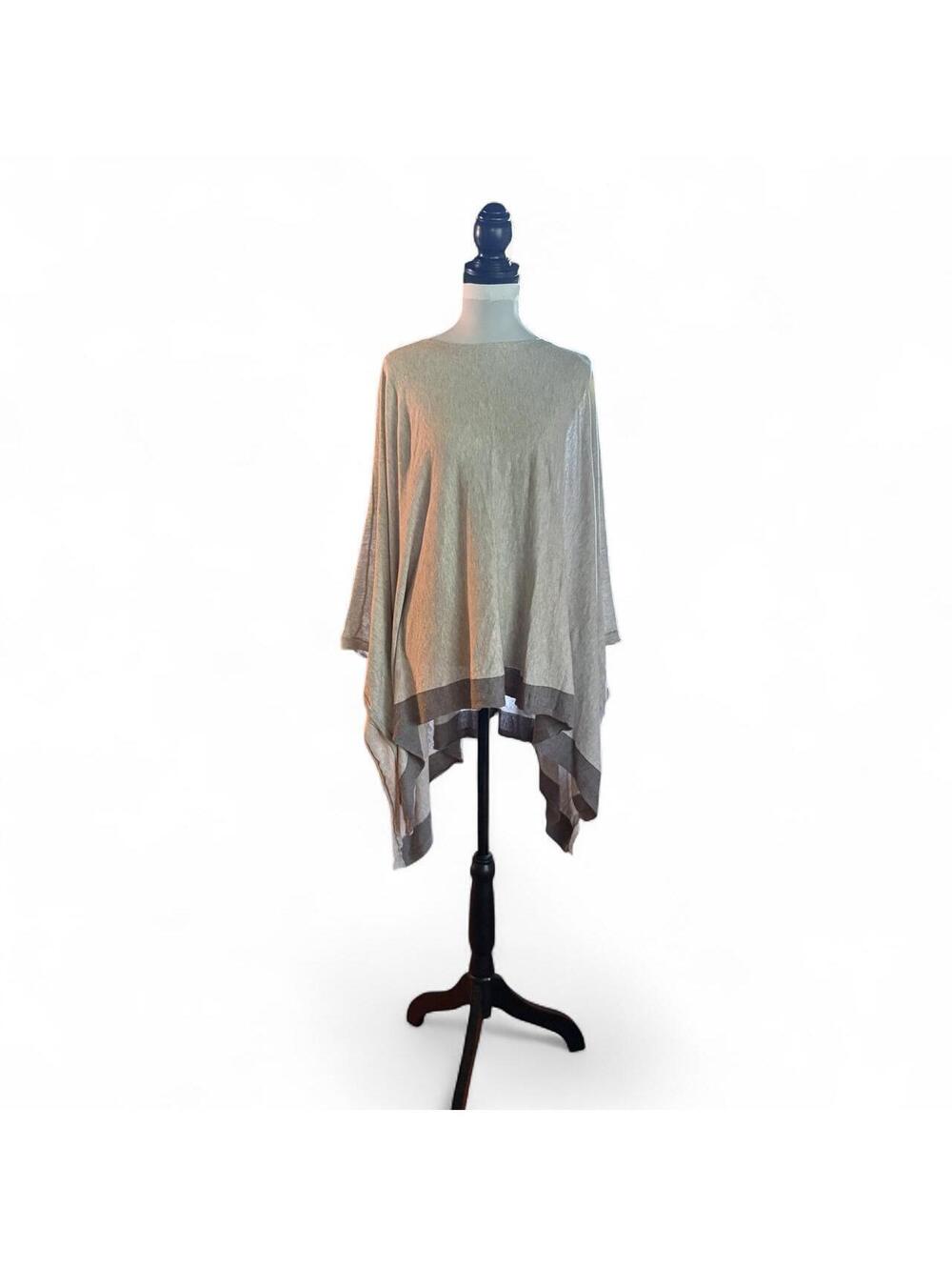 Nordstrom Gray Cashmere & Cotton Poncho, One Size